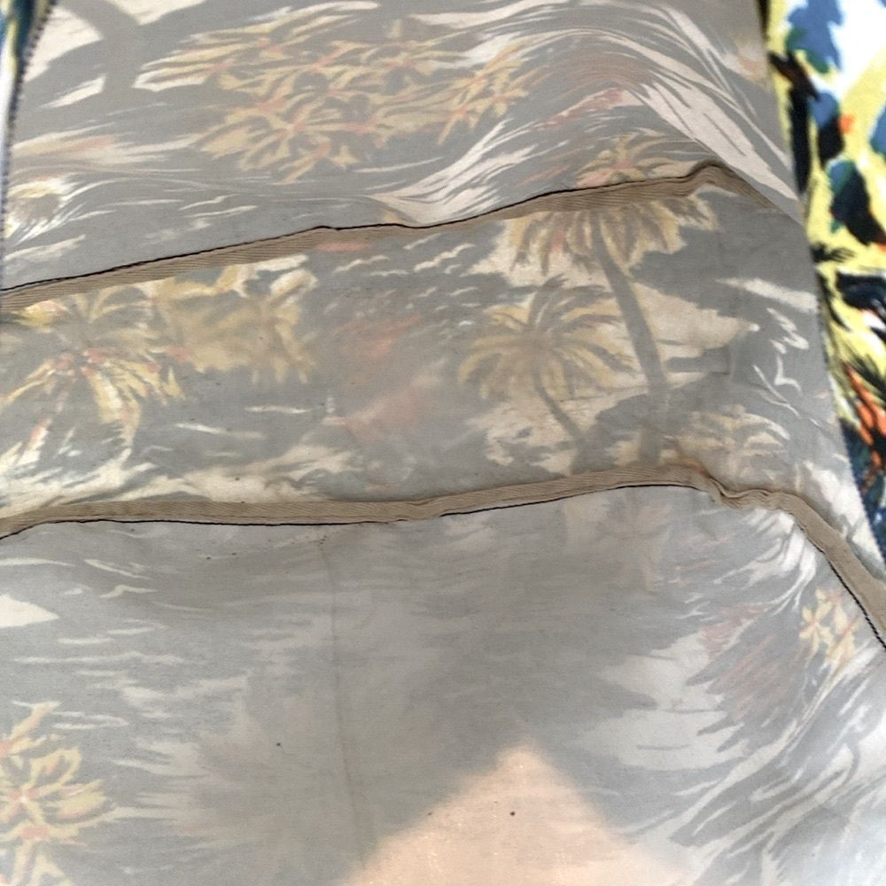 Beach Tote Tropical Print sz XL Vacation Zipper Cotton Lined Attached Pouch - Picture 7 of 7